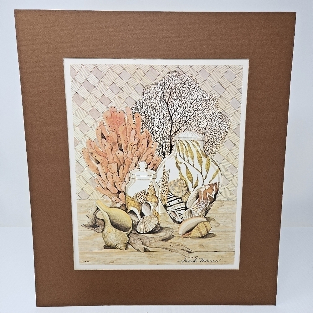 Vintage Beach Seashells Art Print Artist Signed Frank Massa 1978 The Guild NY